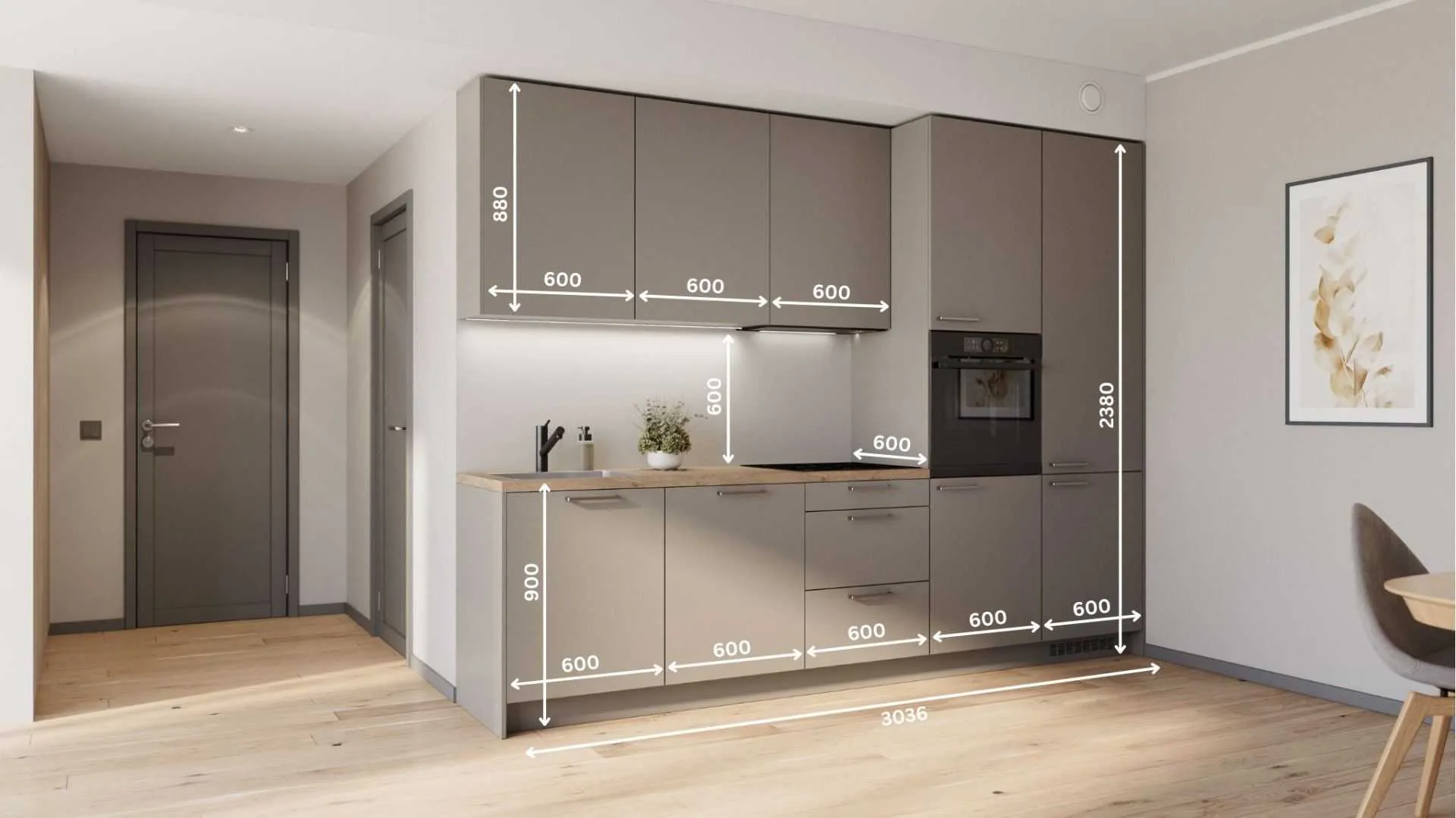 Arya straight kitchen set 304 cm