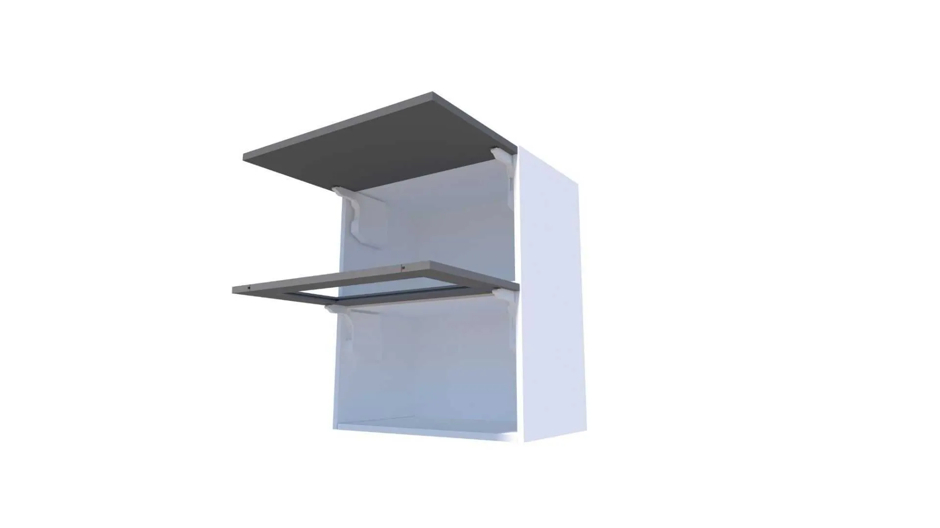 Wall cabinet with glass door and door that opens upwards, height 90 cm