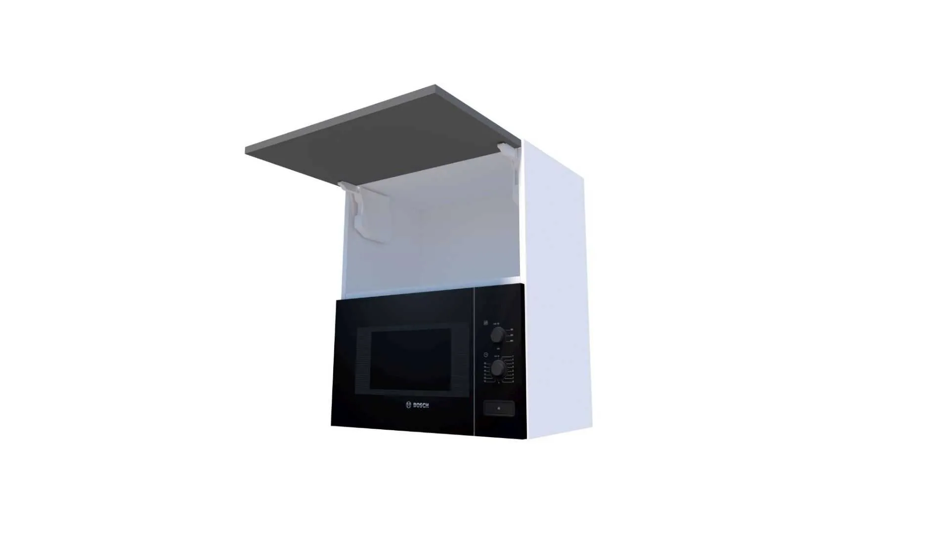 Seinakapp üles avaneva ukse ja avatud riiuliga 71×50–59 cm – praktiline köögikapp tehnikale