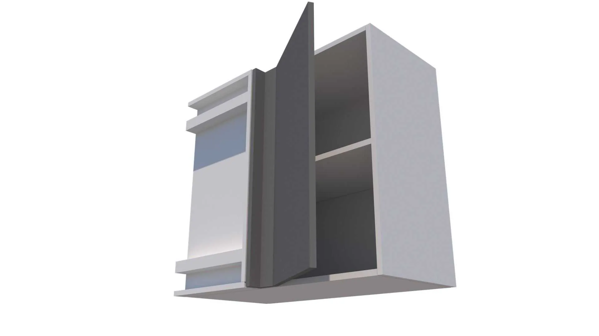 Ülemine L-kujuline nurgakapp ja vaheriiuliga, 60 cm