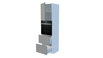 Kõrge integreeritav ahjukapp 2 sahtli, ukse ja vaheriiuliga, 60 cm