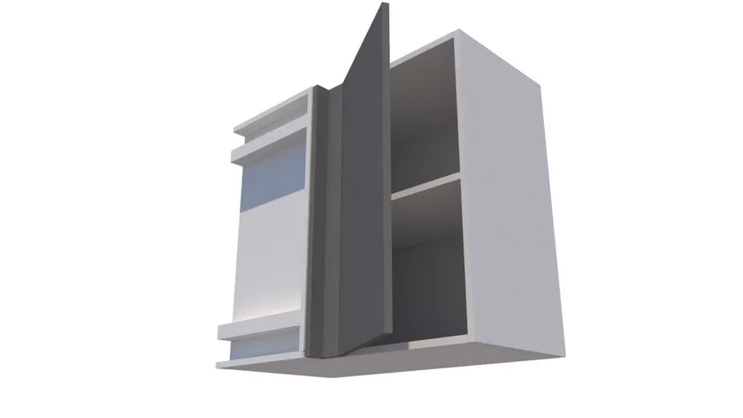 Ülemine L-kujuline nurgakapp ja vaheriiuliga, 60 cm